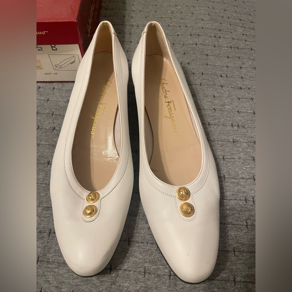 Salvatore Ferragamo white dress shoes